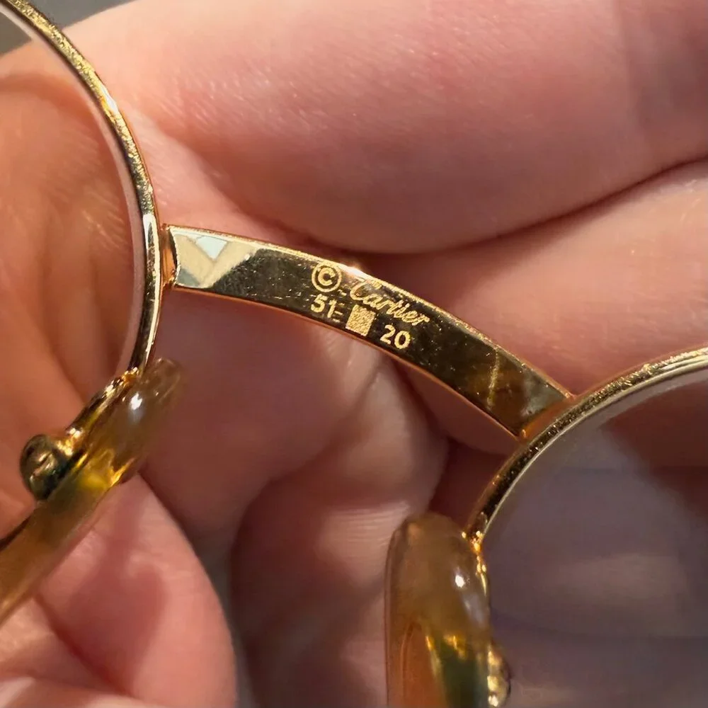 Must de Cartier Vintage Giverny Gold Plated Round Bubinga Wood Sunglasses - Picture 13 of 16